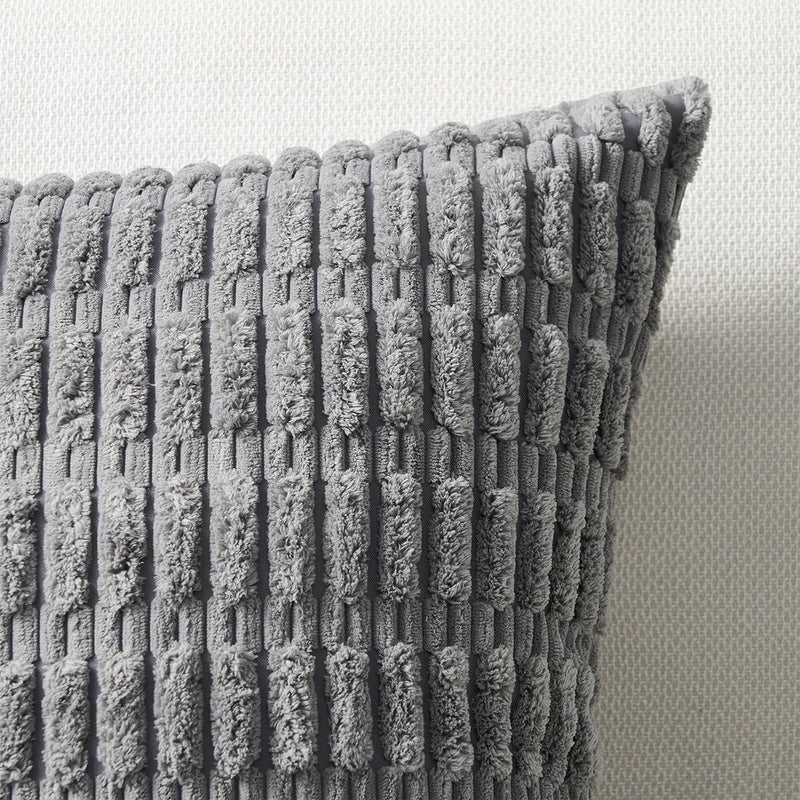 Topfinel Boho Kissenbezug 50x50 cm grau 4er Set Kordsamt Kissenbezüge Kissenhülle sofakissen dekokis