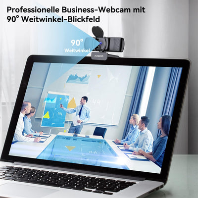 AUSDOM Webcam, Autofokus Webcam mit Mikrofon, Privatsphäre, Plug and Play USB Computer Web Kamera fü