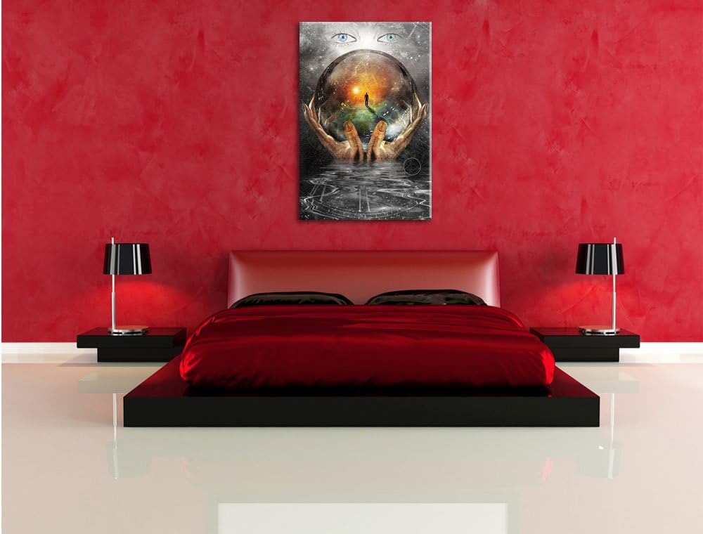 Pixxprint Glaskugel mit Hintergrund als Leinwandbild/Grösse: 100x70 cm/Wandbild/Kunstdruck/fertig be