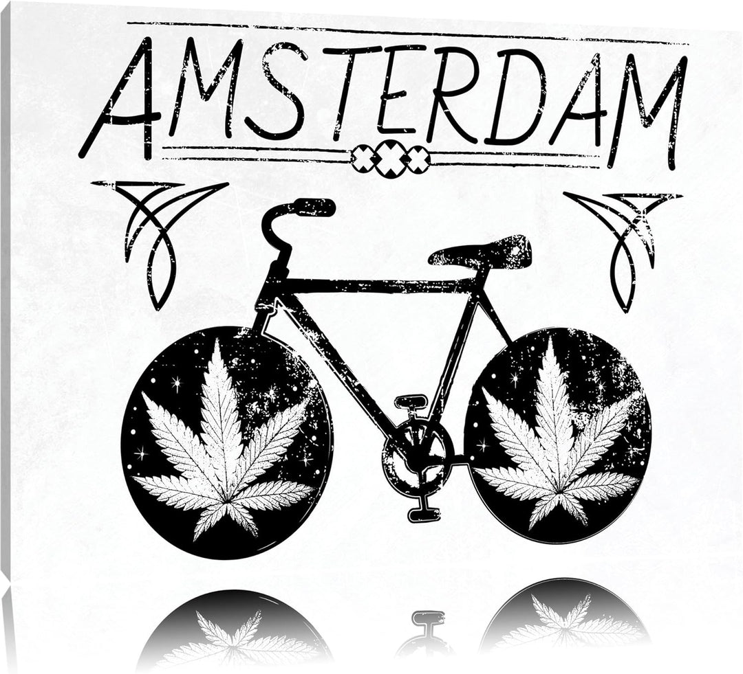 Pixxprint Amsterdam Light Format: 100x70auf Leinwand, XXL riesige Bilder fertig gerahmt mit Keilrahm