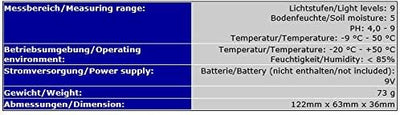 OCS.tec Digitales 4-in-1 Kombigerät PH-Wert Feuchtigkeit Temperatur Garten Gewächshaus Pflanzen ET2