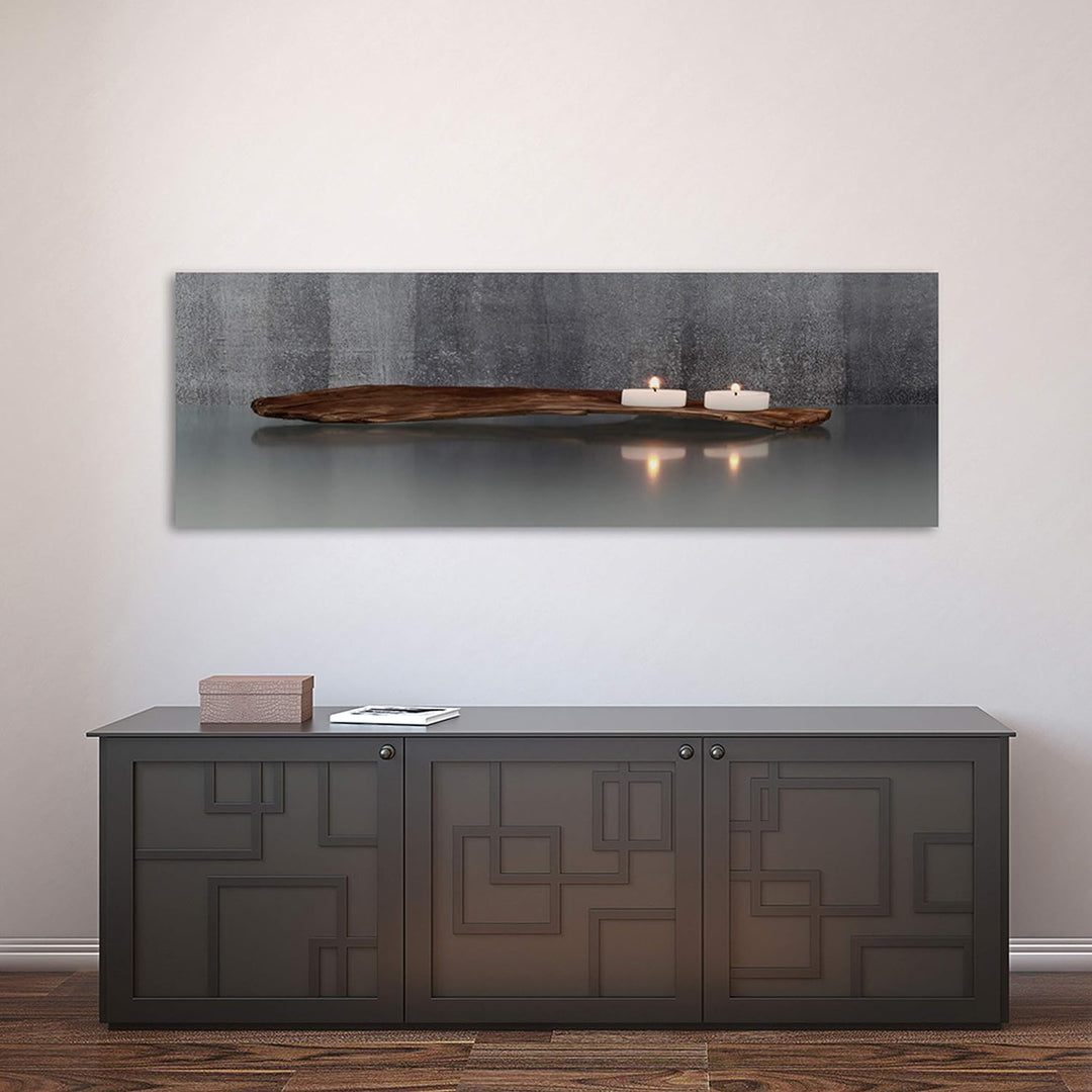 Feeby Bilder Kerzen Holz 150x50 cm Wohnzimmer Schlafzimmer Büro Flur Küche Wandbilder Modern Bild au