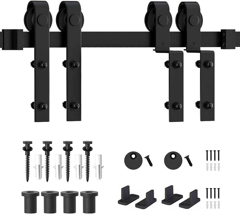 6.6FT/200cm Schiebetürbeschlag Barn Door Hardware Kit Laufschienen für Schiebetür Hängeschiene Schie