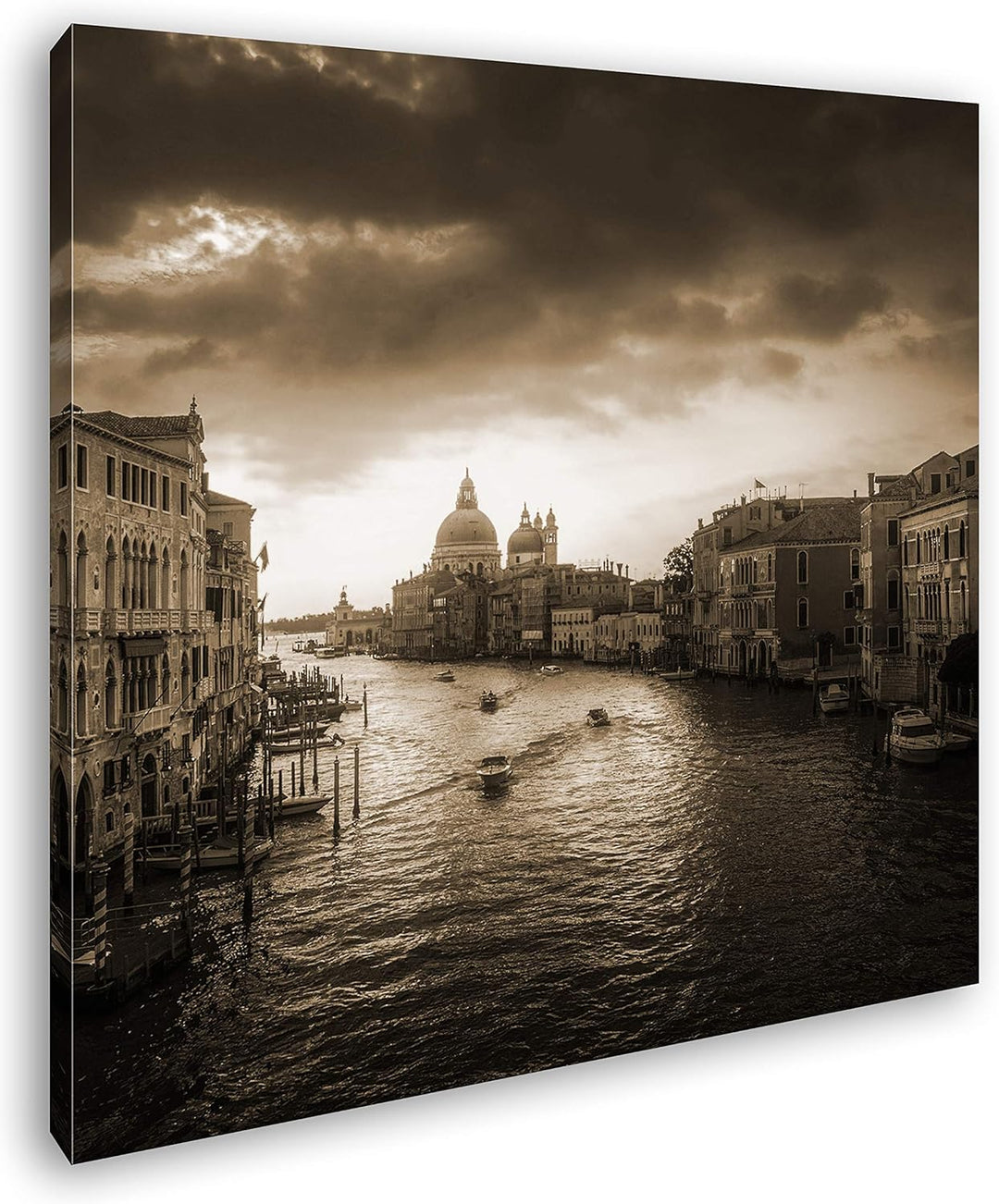 deyoli Flusslauf in Venedig Format: 70x70 Effekt: Sepia als Leinwandbild, Motiv fertig gerahmt auf E