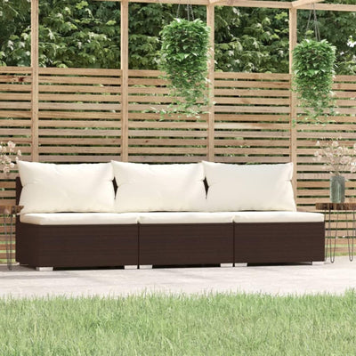 Tidyard 3-Sitzer Gartensofa mit Kissen Gartenlounge Sofa Loungesofa Rattansofa Gartenmöbel Mittelsof