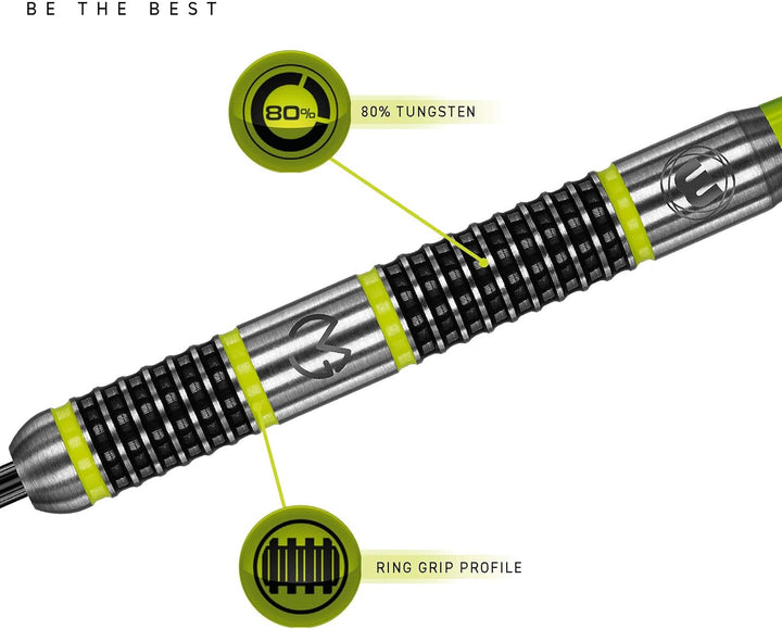WINMAU Michael van Gerwen MvG Aspire Tungsten Steeltip Dart-Set mit Prismen-Flights und Nylon-Schäft