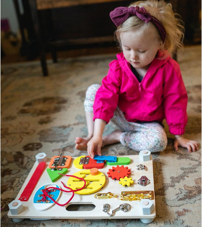 Smartwo Doppelseitiges Busy Board ab 2 Jahre aus Holz, Activity Board für Kleinkinder 1-3 Jahre mit