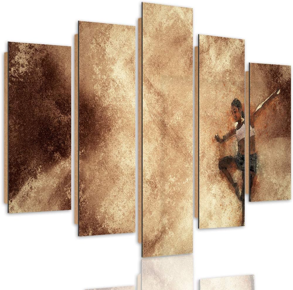 Feeby Deco Bild 5 Teilig Abstraktion Wanddekoration Tänzerin Tanz Musik braun 150x100 cm Deco panel