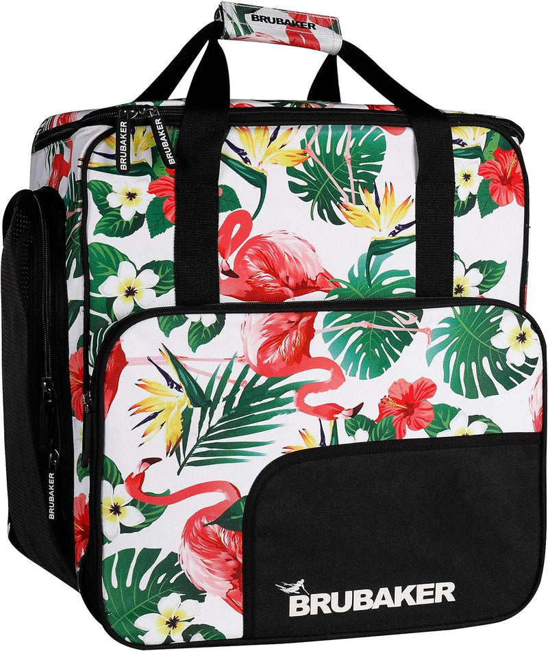 BRUBAKER CarverSpotlight Skischuhtasche Helmtasche Rucksack mit Schuhfach - Flamingos