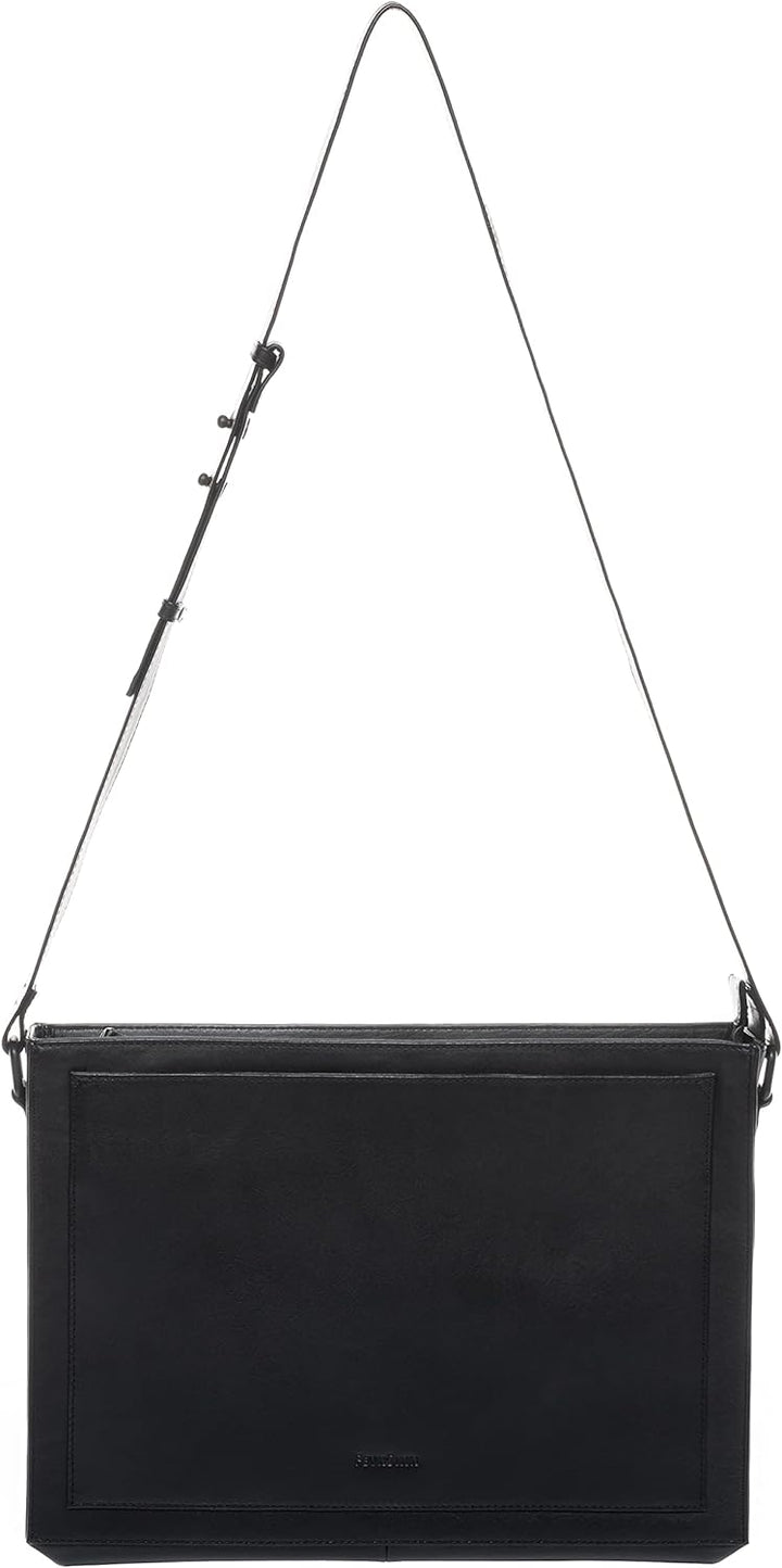 FEYNSINN BERLIN Schultertasche SELVA aus Premium Leder I Handtasche für Damen I Umhängetasche schwar