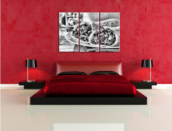 Pixxprint Super Frische Wraps als Leinwandbild/Grösse: 3 Teilig (120x80) cm/Wandbild/Kunstdruck/fert