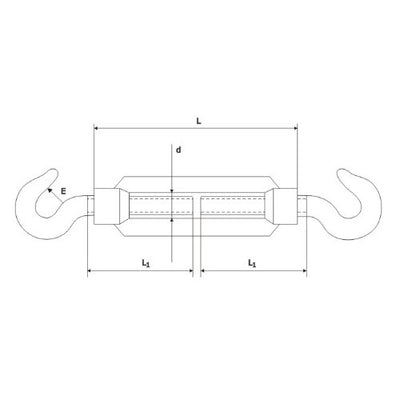 5 stück Spannschloss M12 Haken/Haken | Stahl C15, galvanisch verzinkt | Seilspanner für Drahtseil Sp