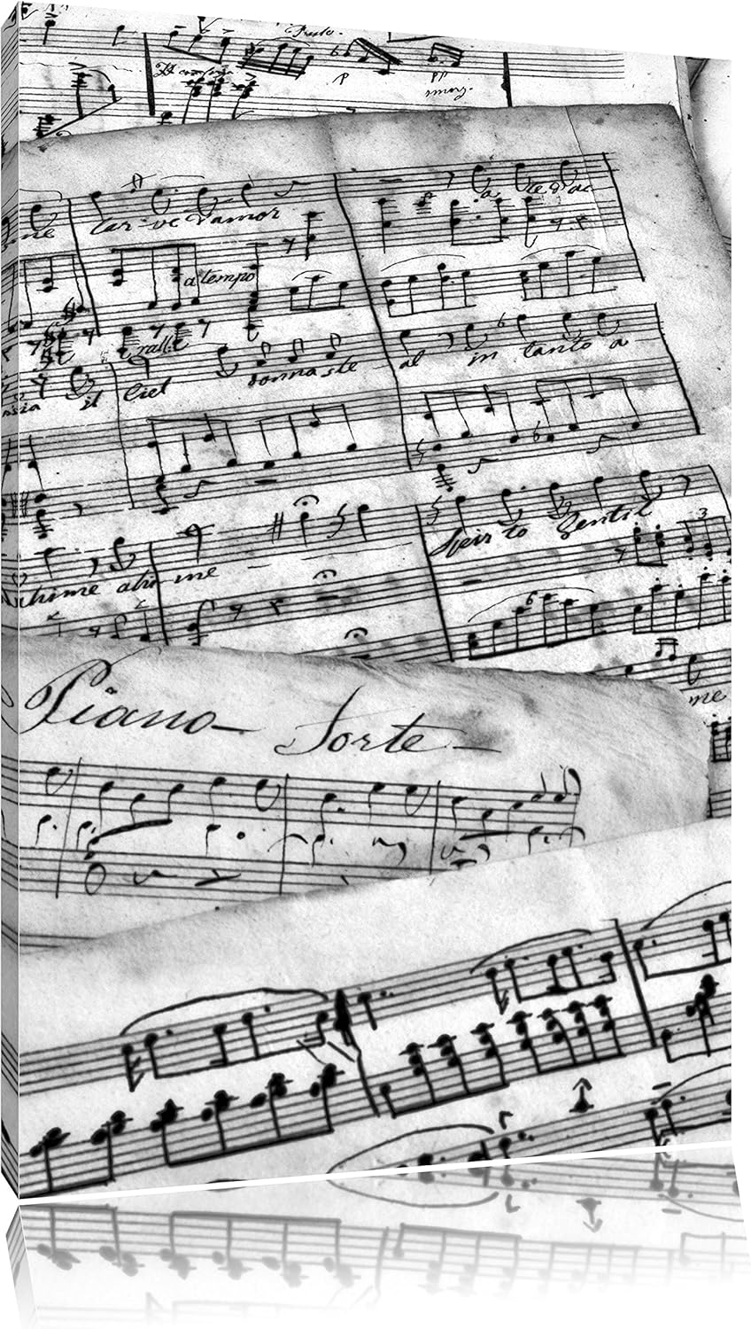 Pixxprint Stilvolle alte Notenblätter als Leinwandbild/Grösse: 100x70 cm/Wandbild/Kunstdruck/fertig