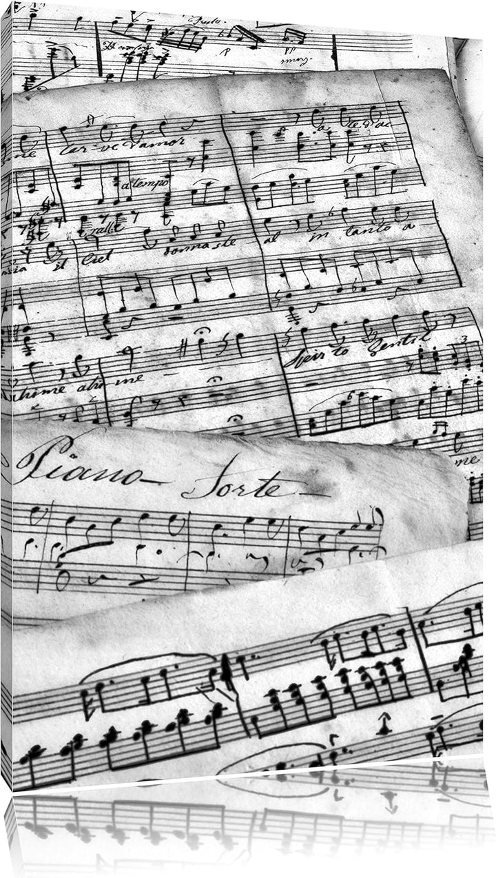 Pixxprint Stilvolle alte Notenblätter als Leinwandbild/Grösse: 100x70 cm/Wandbild/Kunstdruck/fertig