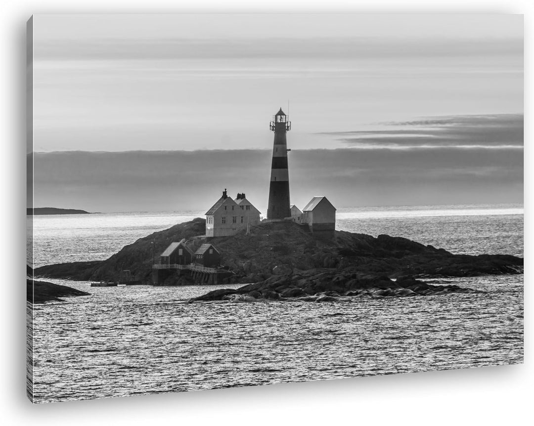 deyoli einsamer norwegischer Leuchtturm Format: 60x40 Effekt: Schwarz/Weiss als Leinwand, Motiv fert