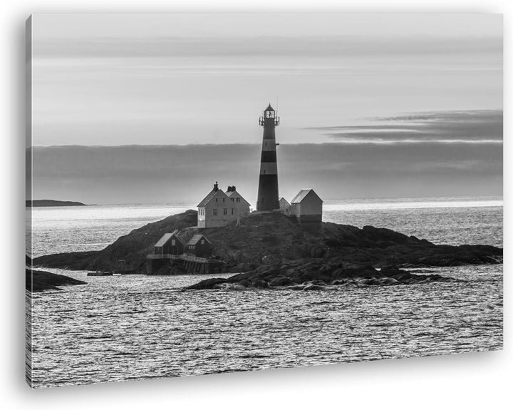deyoli einsamer norwegischer Leuchtturm Format: 60x40 Effekt: Schwarz/Weiss als Leinwand, Motiv fert