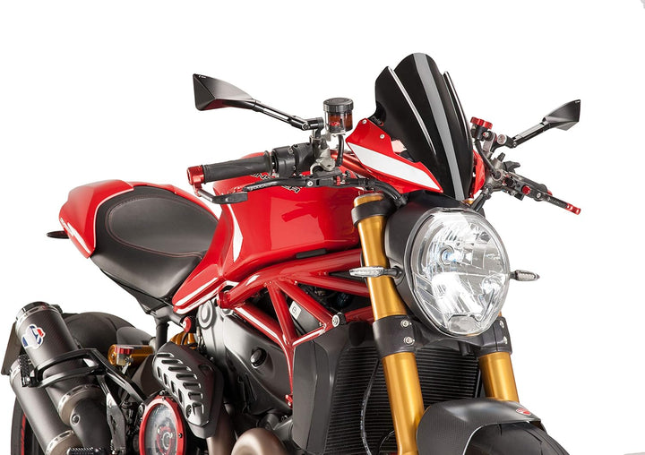 Puig 8900 N Touring Windschutzscheibe für Ducati Monster 1200 R 16 '– 17' Schwarz, Schwarz