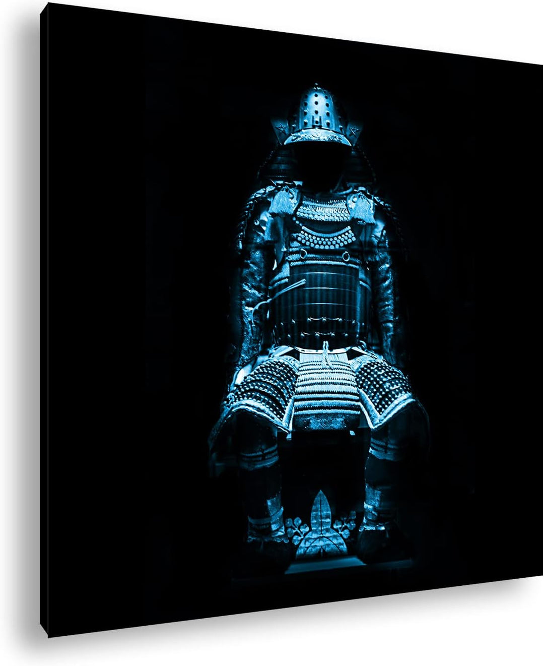 deyoli Dark goldene Samurai Rüstung Format: 70x70 Effekt: Monocrome Blau als Leinwandbild, Motiv fer