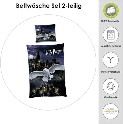 Familando Wende Bettwäsche-Set Harry Potter 135x200 80 x 80 cm · Kinderbettwäsche aus 100% Baumwolle