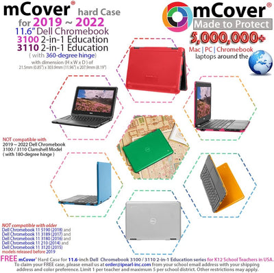 mCover Schutzhülle kompatibel mit 2019 ~ 2022 11,6 Zoll Dell Chromebook 3100/3110 2-in-1 Education S