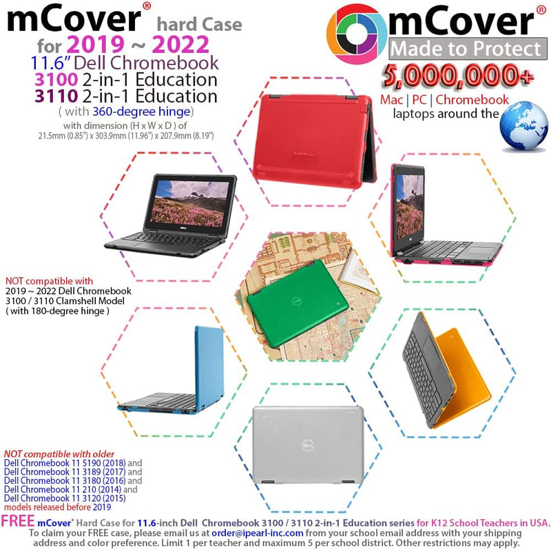 mCover Schutzhülle kompatibel mit 2019 ~ 2022 11,6 Zoll Dell Chromebook 3100/3110 2-in-1 Education S