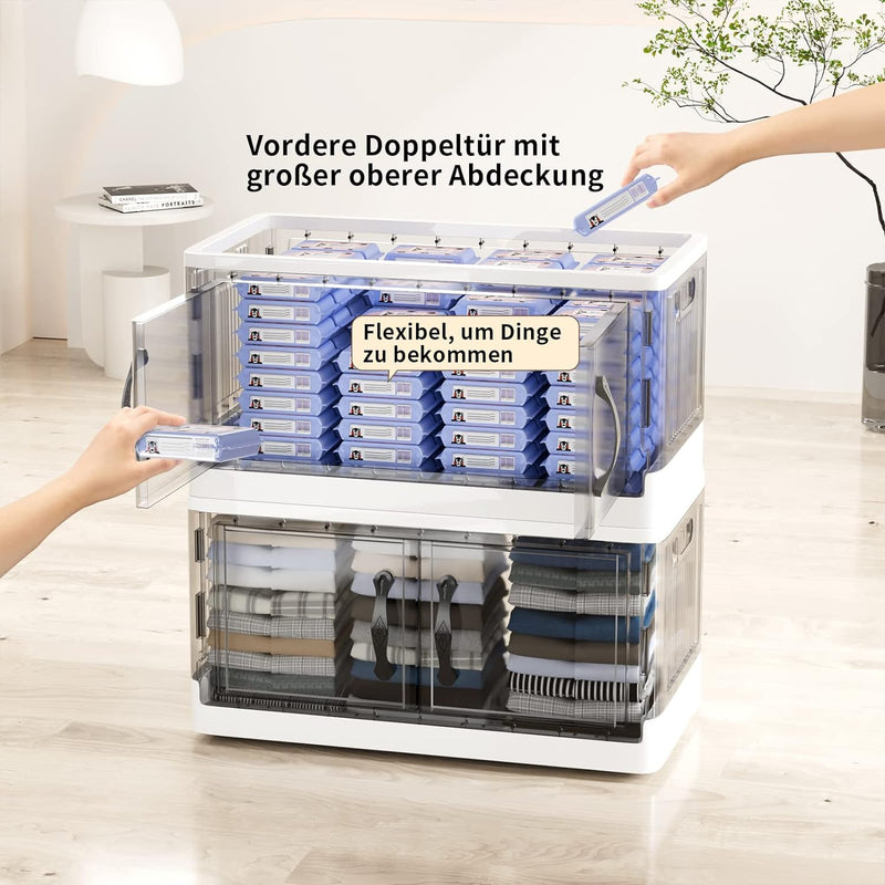 Kiseely Grosser Aufbewahrungskasten mit Deckel, 172L Aufbewahrungsbehälter, 4er-Pack faltbare Aufbew