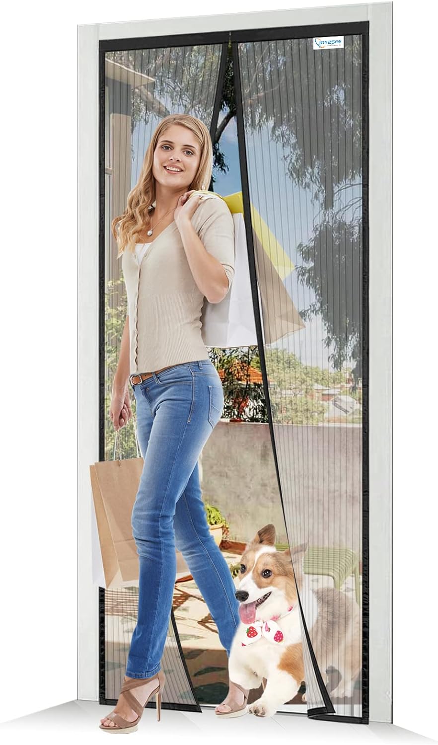 Fliegengitter Balkontür 140x220, JOY2SEE Fliegengitter tür Schwarz, Schutz für Ihre Familie 140x220c