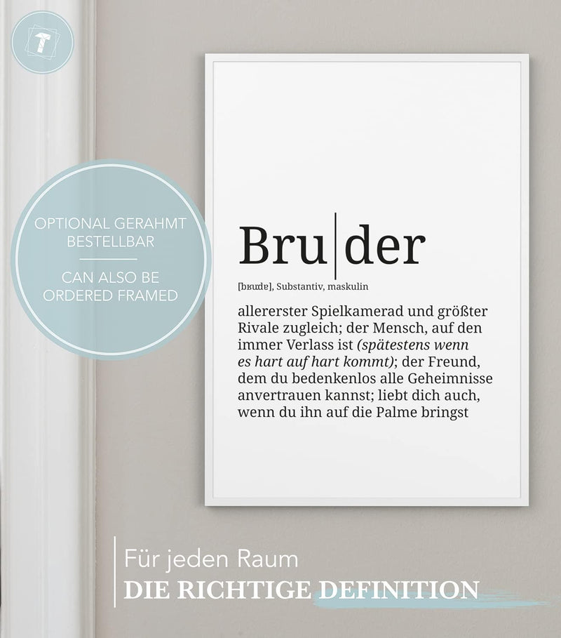 Papierschmiede® Definition: Bruder, DIN A1 (59x84 cm), XXL Poster für Wohnzimmer, Schlafzimmer, Küch