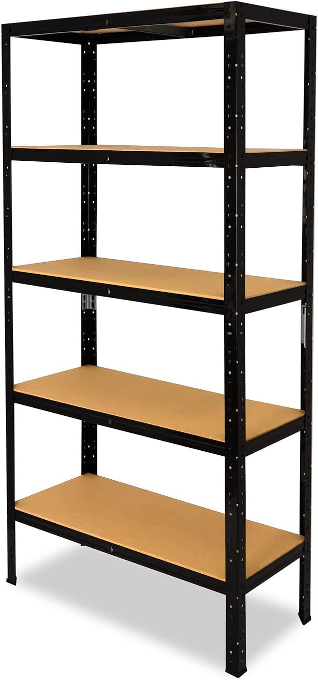 shelfplaza® 200x23x45cm Black Schwerlastregal schwarz/Metallregal schwarz 5 Böden à 175kg Tragkraft/
