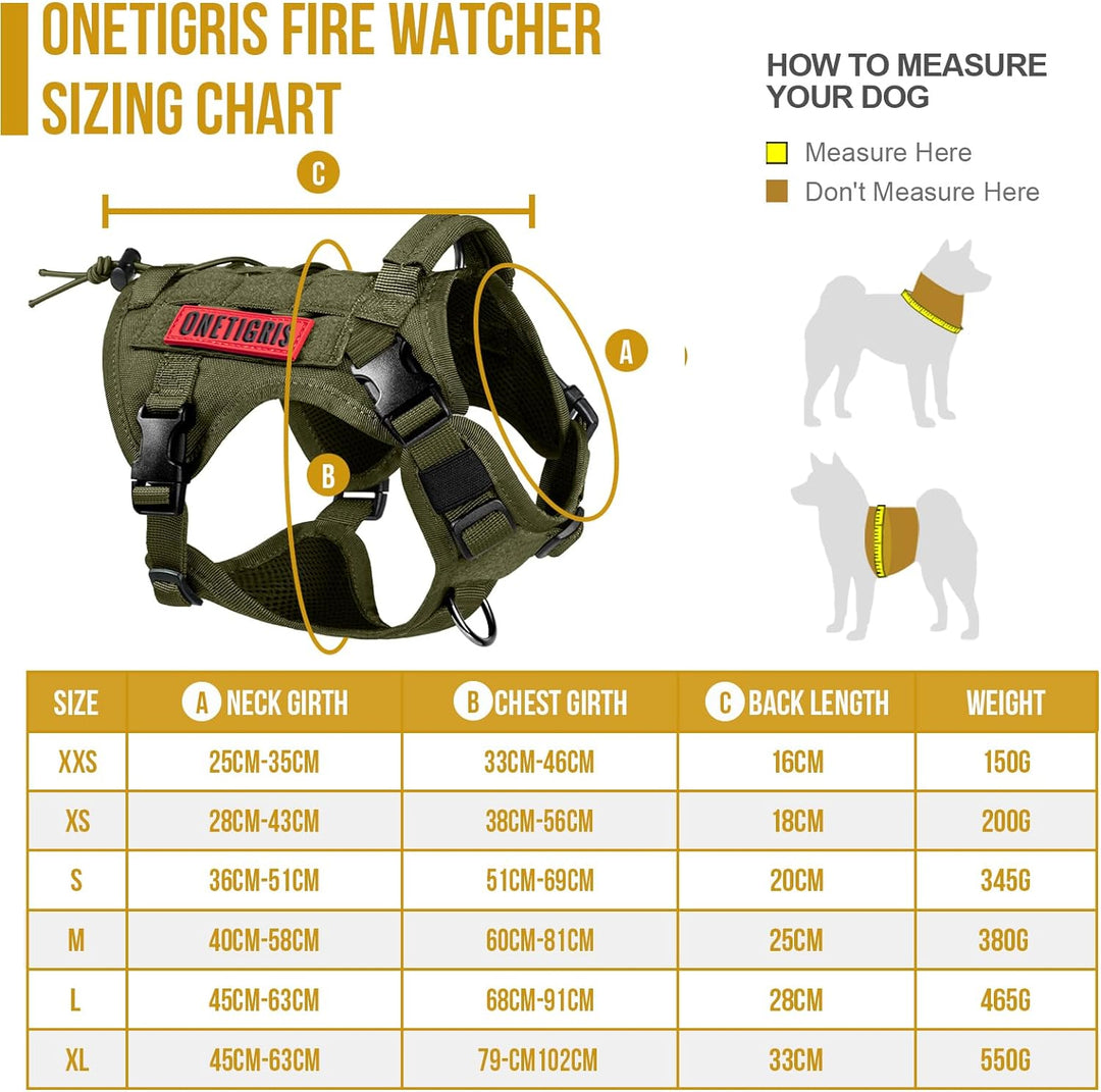 OneTigris Taktische Hundeweste Service Hundegeschirr MOLLE Hundeausbildung Geschirr 1000D Nylon (M,
