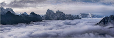 Leinwandbild - Wolkenmeer im Himalaya Panorama Bild auf Leinwand 30x90 cm 30cm x 90cm, 30cm x 90cm