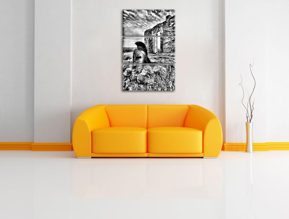 Pixxprint Römerhelm als Leinwandbild | Grösse: 3 Teilig (120x80) | Wandbild| Kunstdruck | fertig bes