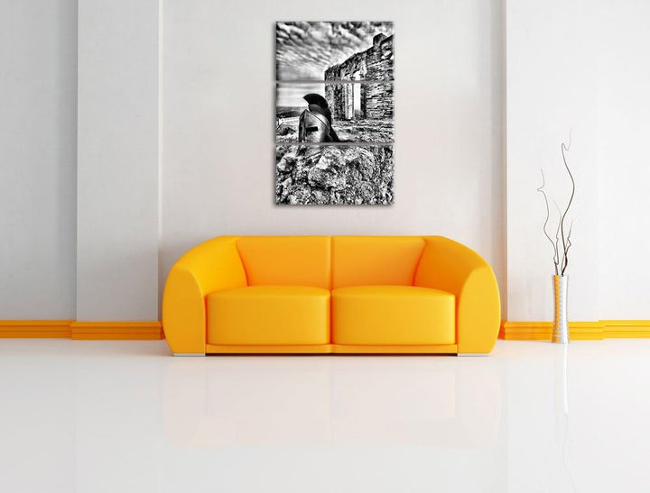 Pixxprint Römerhelm als Leinwandbild | Grösse: 3 Teilig (120x80) | Wandbild| Kunstdruck | fertig bes