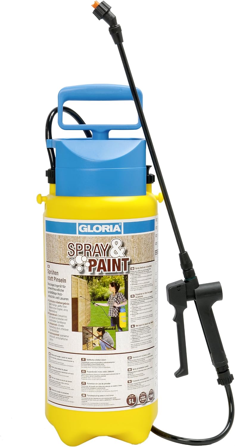 GLORIA Drucksprüher Spray & Paint | 5 L Farbsprüher/Ölsprüher | auch für Lasuren, Lacke 5L Hobby-Far