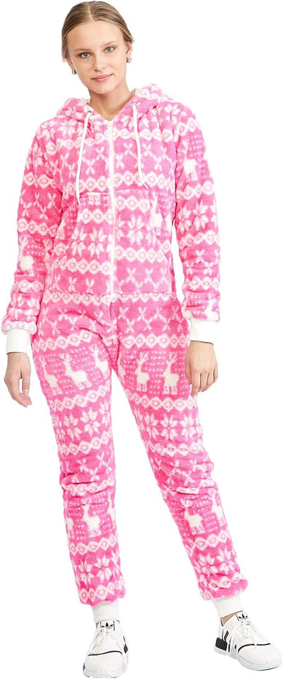 Teddyfleece Teddyfell Jumpsuit flauschig und kuschelig One Piece Overall warm (Pink(2910), L~40)