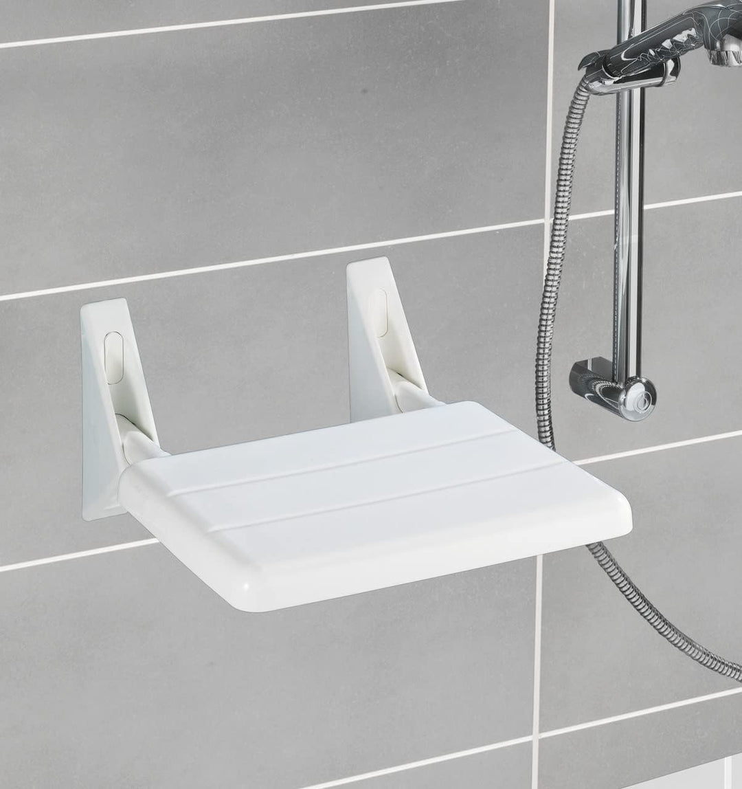 WENKO Duschklappsitz Secura - Duschsitz zum Klappen, 120 kg Tragkraft, Kunststoff (ABS), 35 x 19 x 3