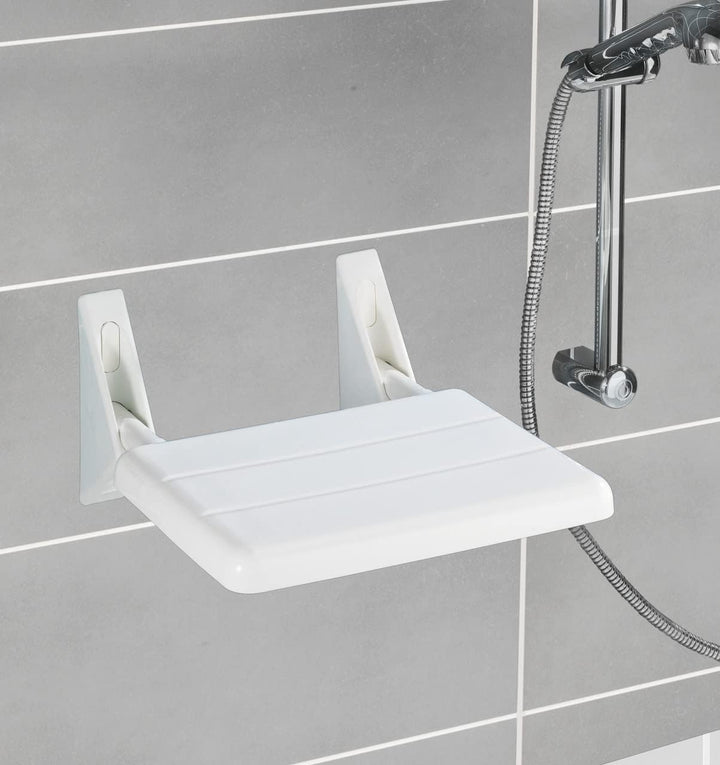 WENKO Duschklappsitz Secura - Duschsitz zum Klappen, 120 kg Tragkraft, Kunststoff (ABS), 35 x 19 x 3