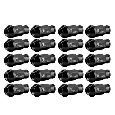 KIMISS Aluminium Autoreifenschraube, 20Pcs Radmuttern sichern Racing Radmutter M12X1.5 (Schwarz)