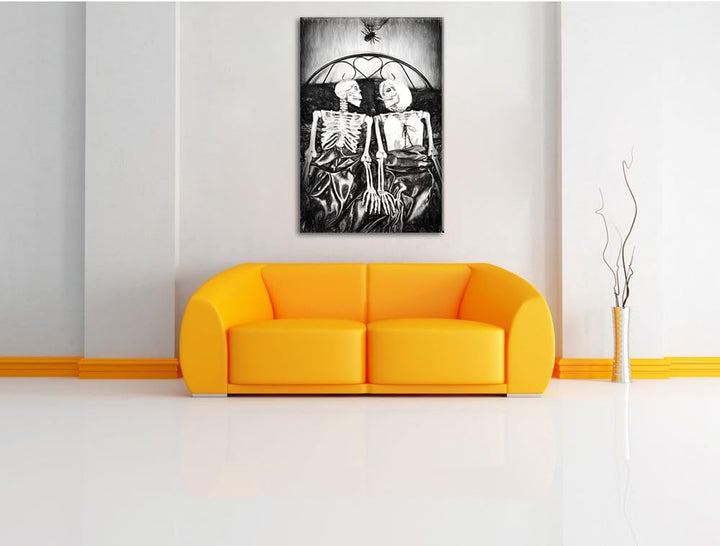 Horror Paar Kohle Effekt, Format: 100x70 auf Leinwand, XXL riesige Bilder fertig gerahmt mit Keilrah