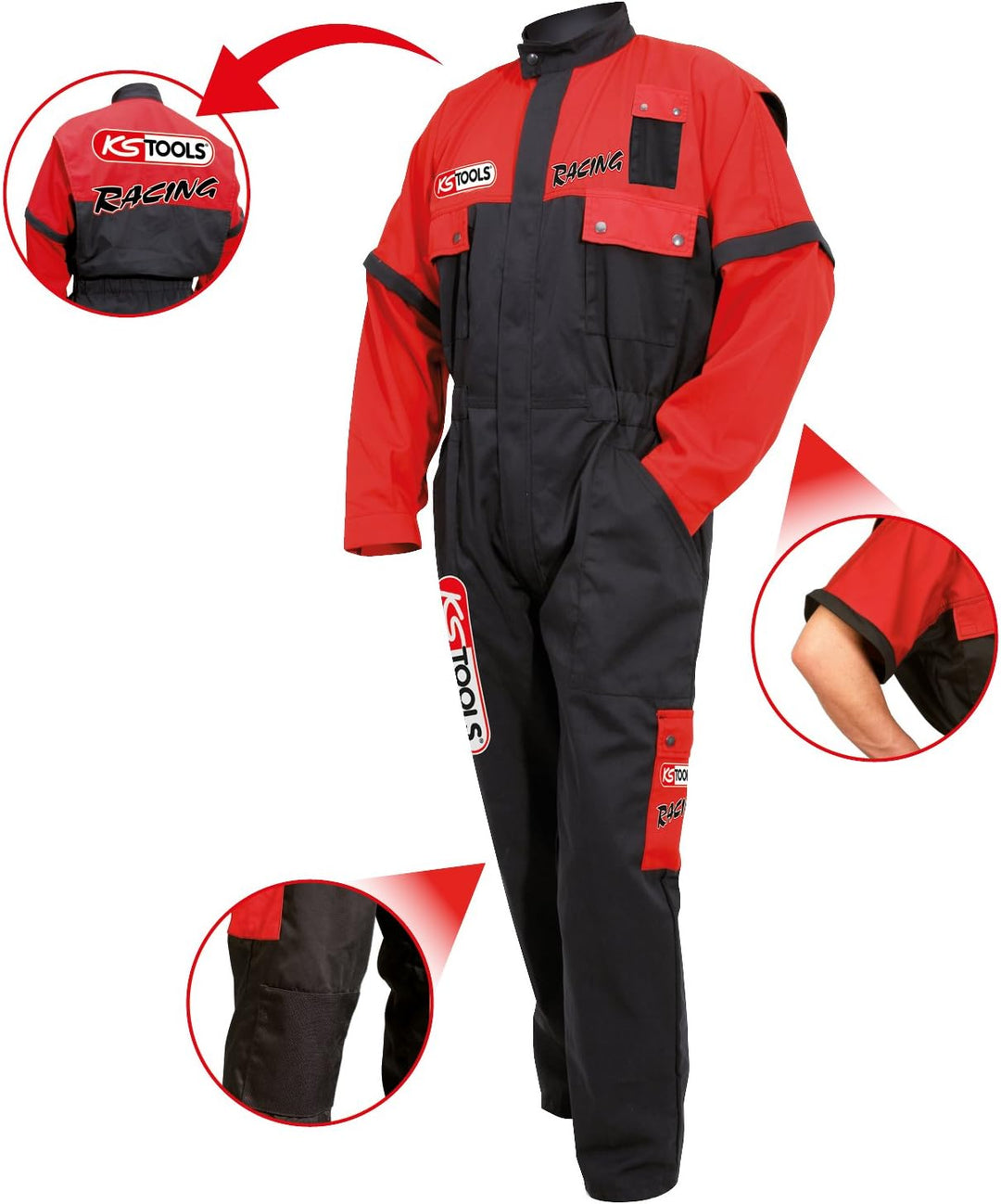 KS Tools 100394 Overall, rot/schwarz, XXL, XXL