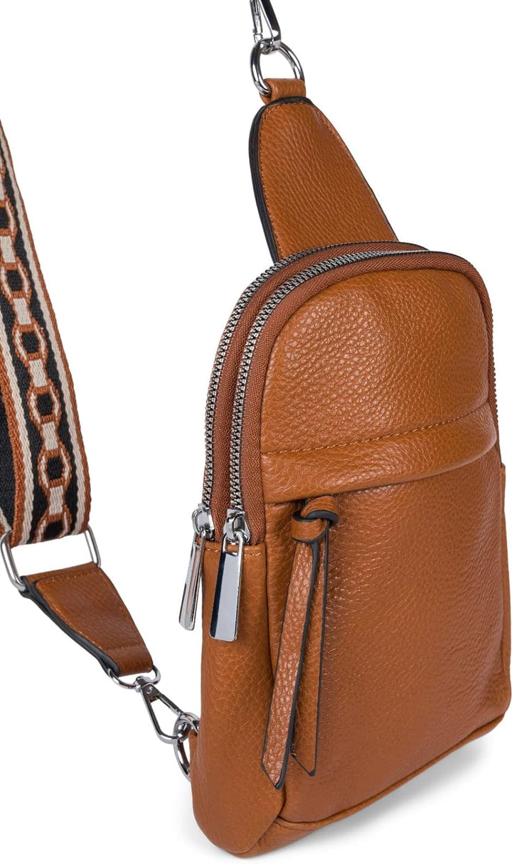 styleBREAKER Damen One Shoulder Rucksack, gemusterter Schultergurt, Einfarbige Crossbody Bag, Cityru