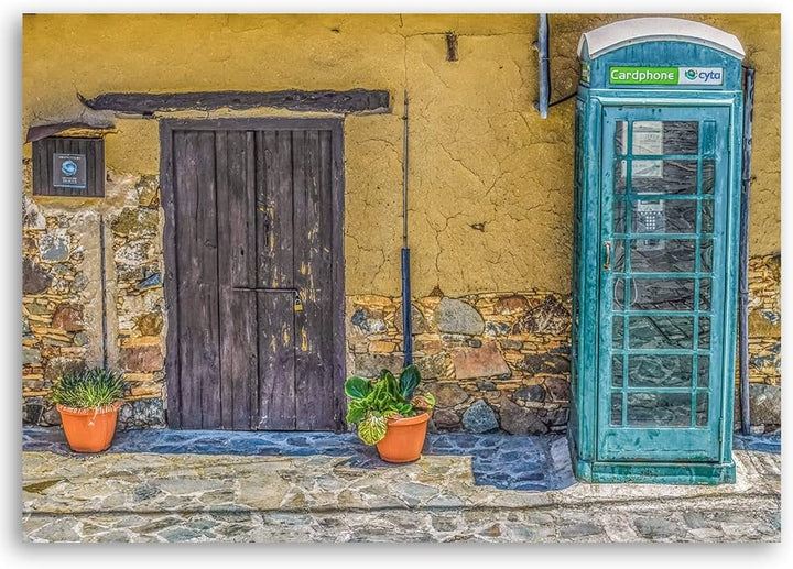 Feeby Vlies Leinwandbild XXL Strassen Türen Blumen Stadt Toskana Italien 120x80 cm Wandbild Kunst Bi