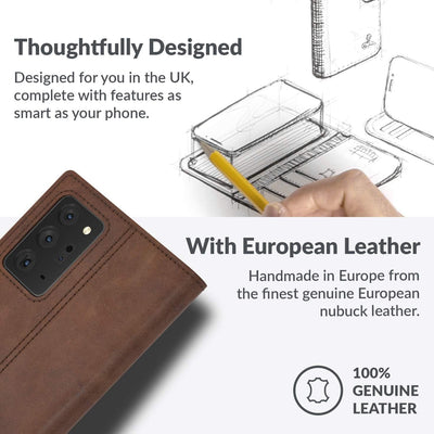 Snakehive Galaxy Note20 Ultra Hülle Leder | Stylische Handyhülle mit Kartenhalter & Standfuss | Hand