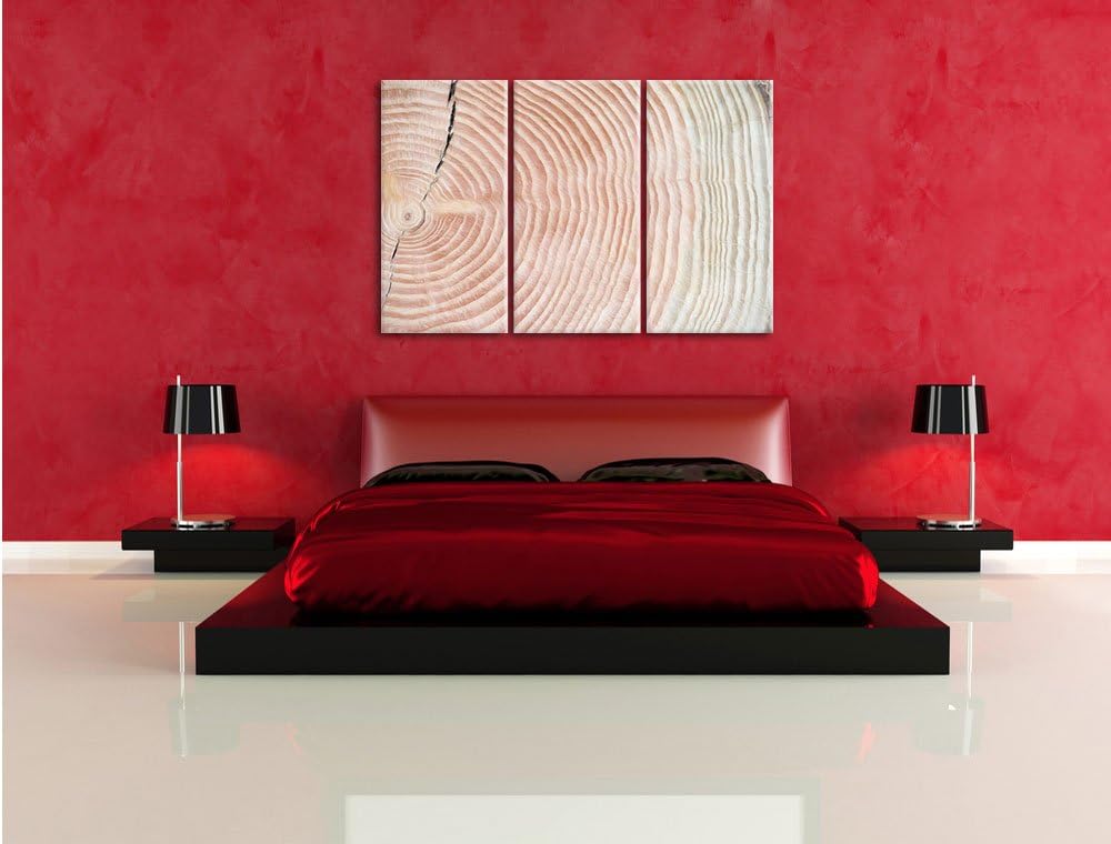 Pixxprint Baumstamm Jahresringe als Leinwandbild/Grösse: 3 Teilig (120x80 cm) cm/Wandbild/Kunstdruck