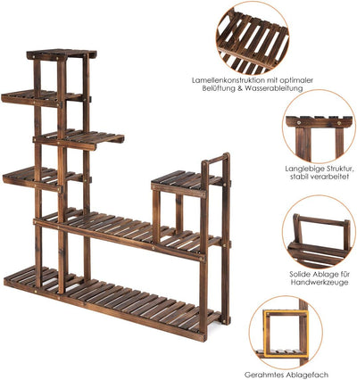 COSTWAY Pflanzenregal Blumenregal, Blumenständer Holz, Blumentreppe Garten, Pflanzentreppe mehrstöck