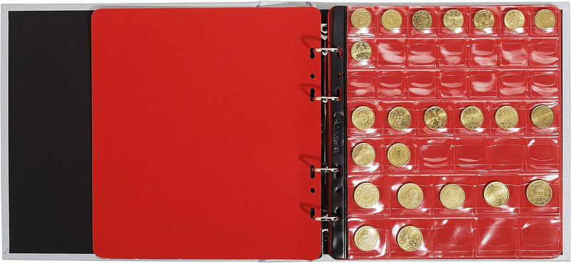 Exacompta 96000E Premium Münzalbum Numismatik mit 5 Seiten für je 43 Münzen in 20, 25 und 30mm, getr