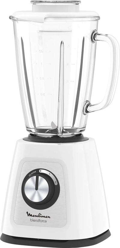 Moulinex Blendforce Cristal LM430110 Standmixer mit Glasaufsatz, 800 W, 4 Klingen mit Eiszerkleinerf