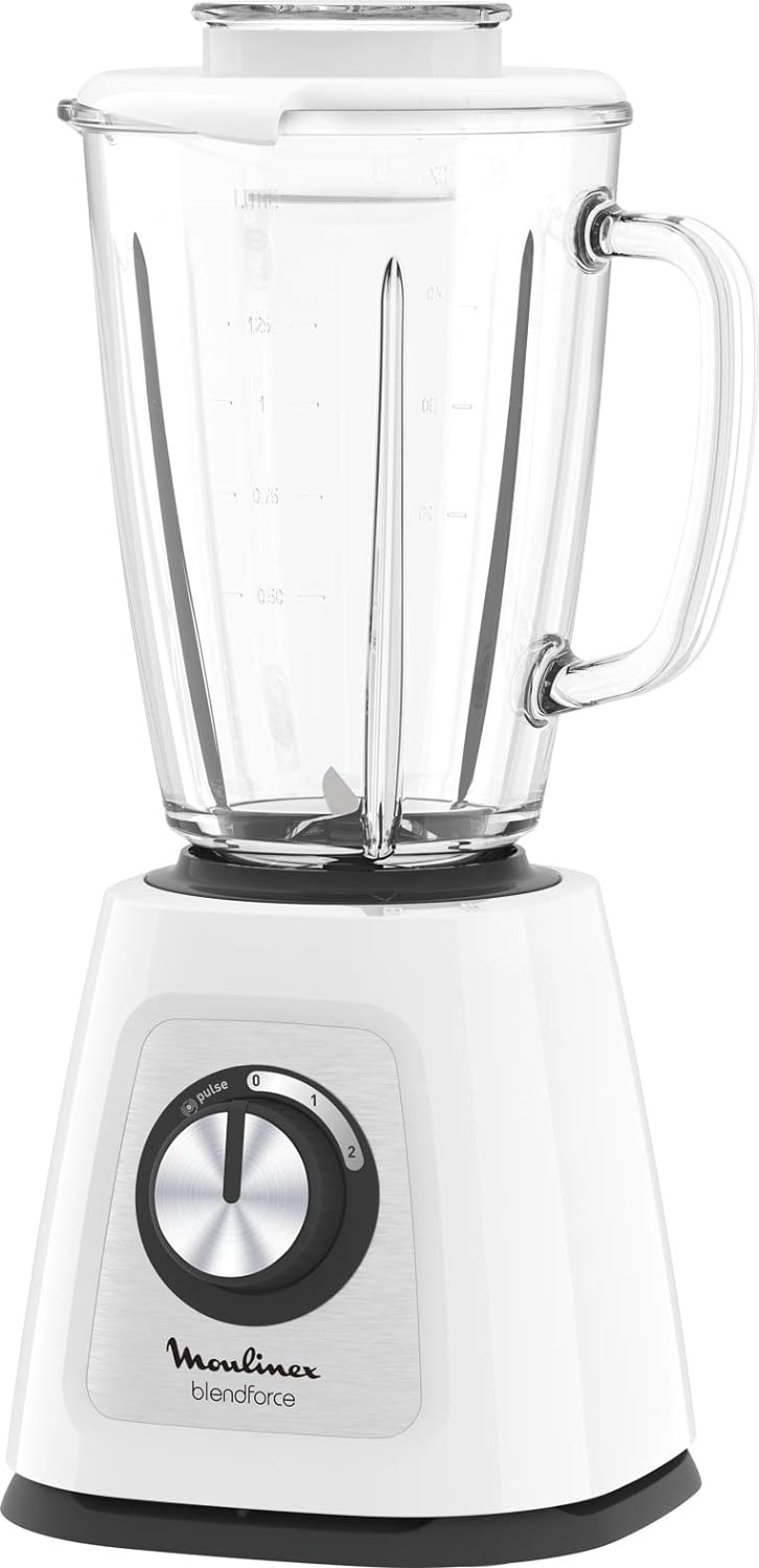 Moulinex Blendforce Cristal LM430110 Standmixer mit Glasaufsatz, 800 W, 4 Klingen mit Eiszerkleinerf