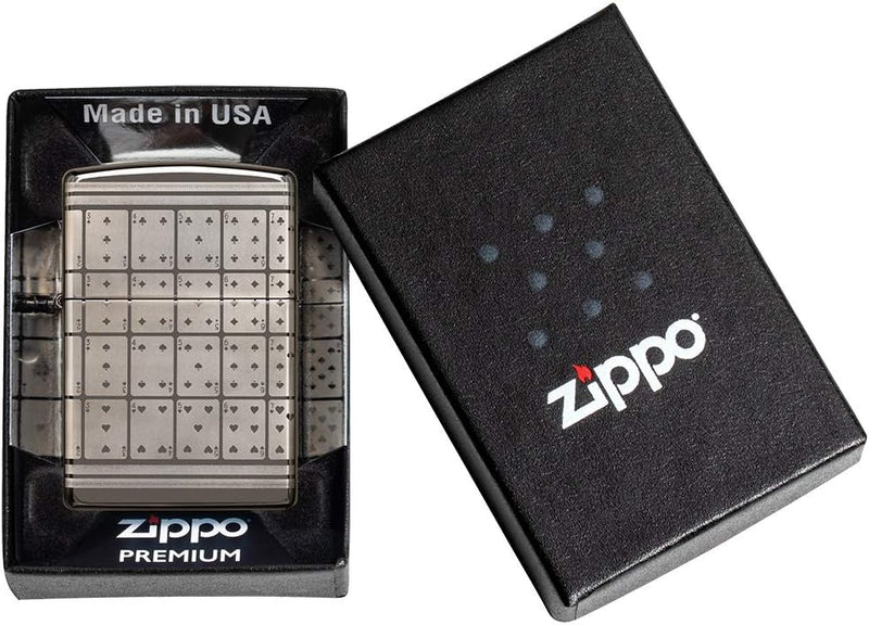 ZIPPO – Sturmfeuerzeug, Playing Cards, 360° Photo Image, Black Ice, nachfüllbar, in hochwertiger Ges