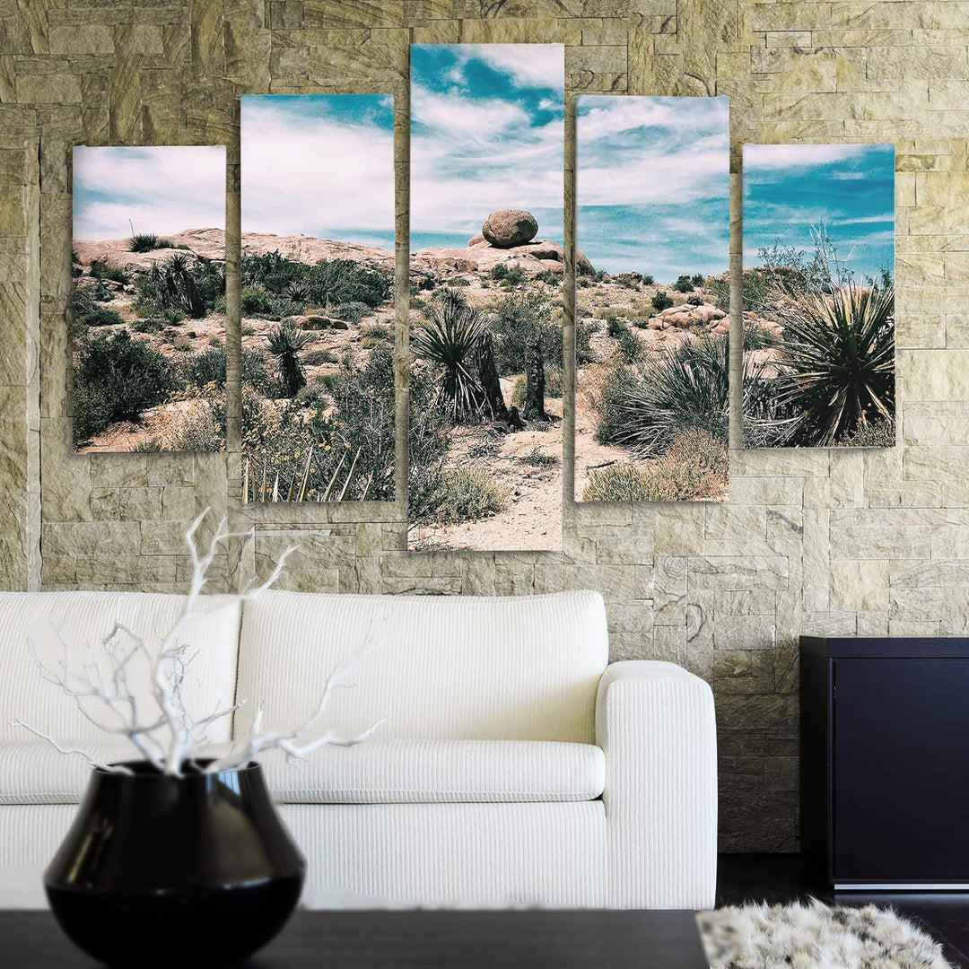 Feeby Deco Panel 5 Teilig Landschaft Bilder Modern Dünen Himmel Wolken bunt 150x100 cm Deco panel 15